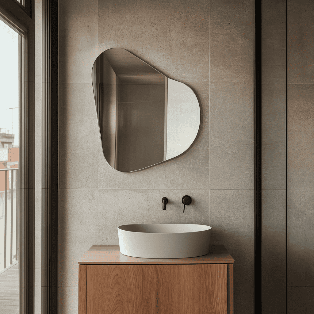 wavy bathroom mirrors