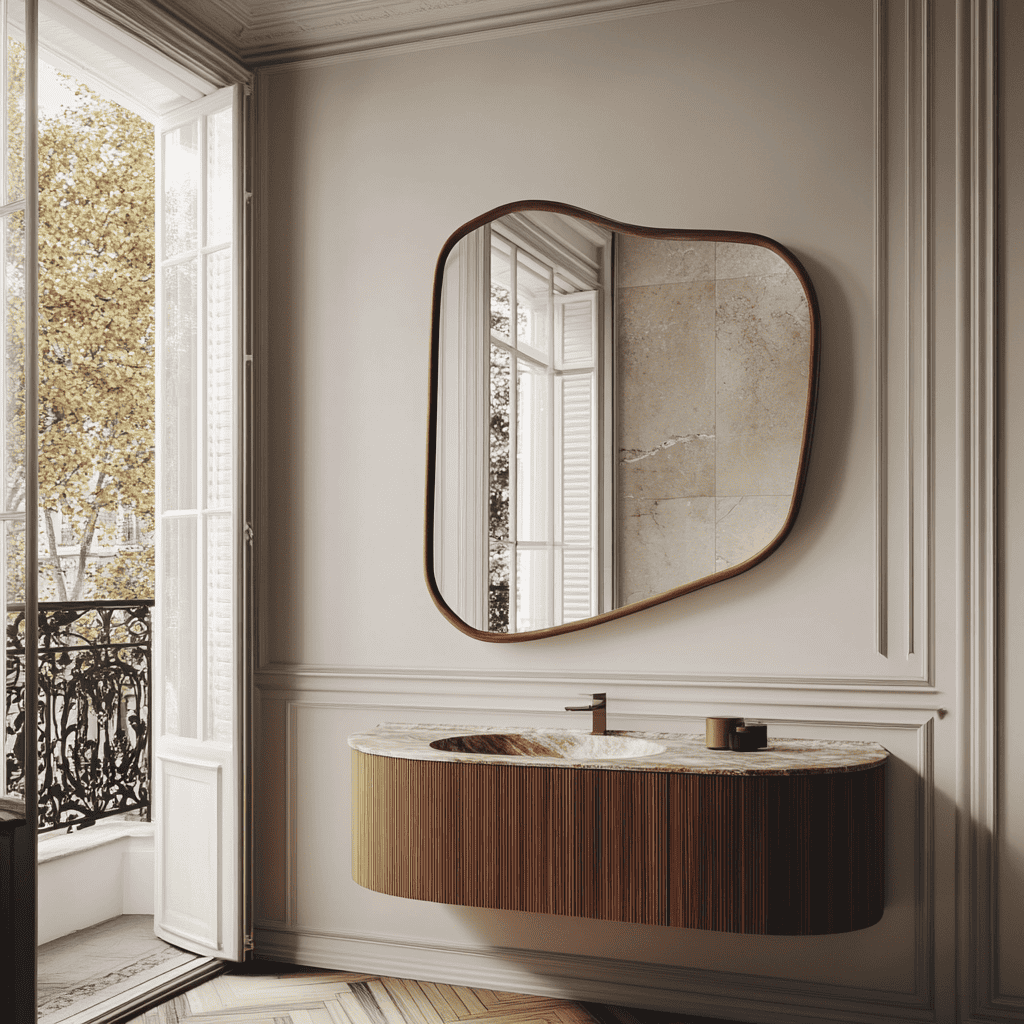 irregular shaped bathroom mirrors