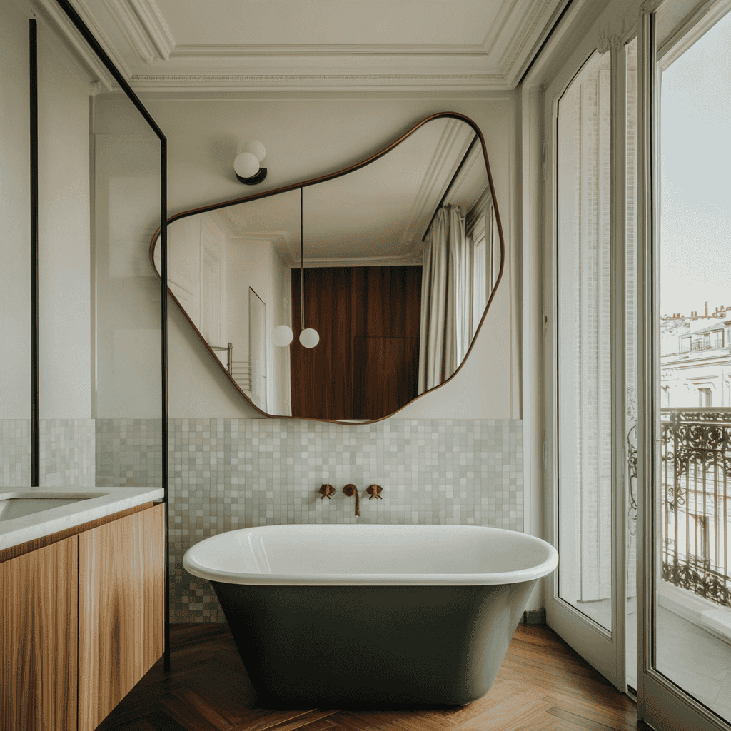 irregular shaped bathroom mirrors